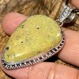 Green Atlantisite- Stitchtite Pendant 2 1/4”